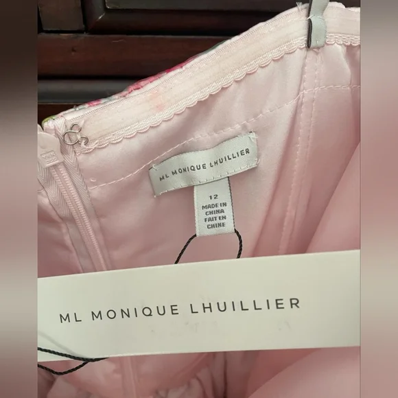 ML Monique Lhuillier Floral Crinkled Organza Maxi Dress - Picture 2 of 10